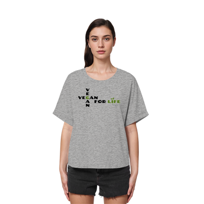 vegwear "vegan for life" - oversized Damen T-Shirt mit Fledermausärmel