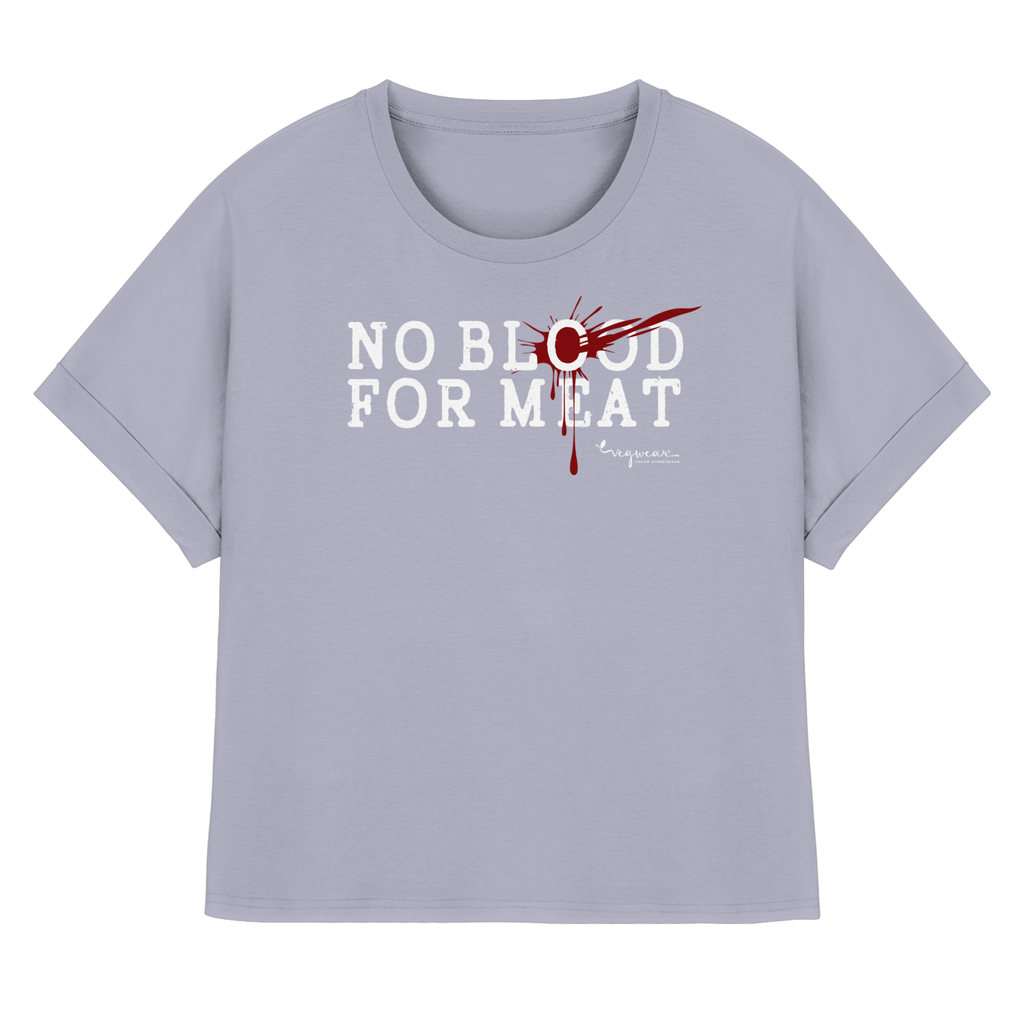 vegwear "no blood for meat" - Womens Organic Rolled Sleeves T-Shirt
