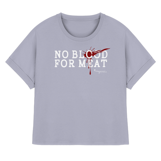 vegwear "no blood for meat" - Womens Organic Rolled Sleeves T-Shirt