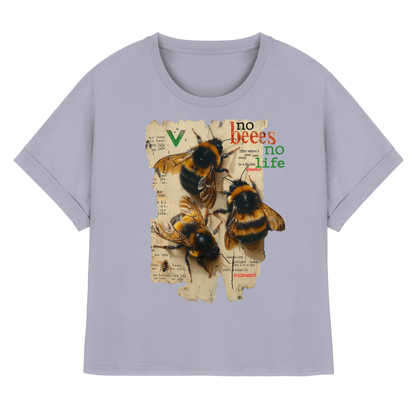 vegwear "no bees no life" - oversized Damen T-Shirt mit Fledermausärmel