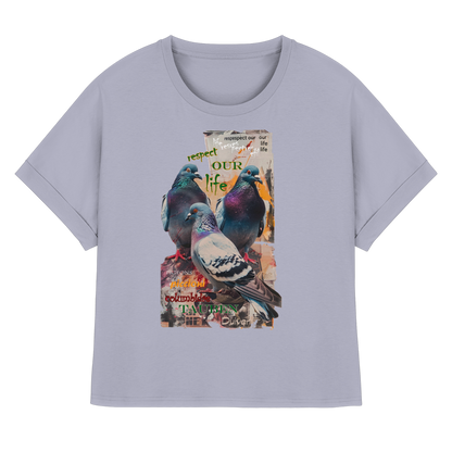 vegwear "respect our life - Tauben - oversized Damen Bio T-Shirt mit Fledermausärmel