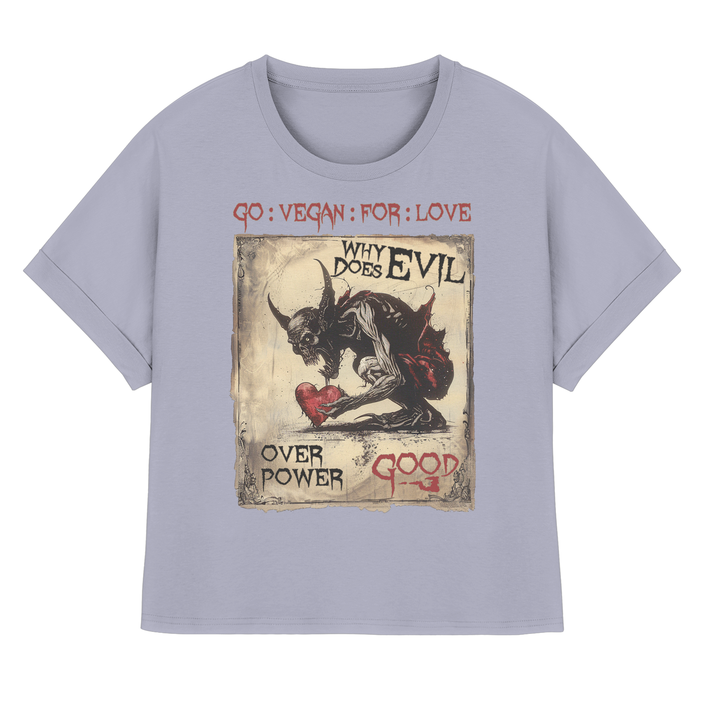vegwear "why does evil" - oversized Damen Bio T-Shirt mit Fledermausärmel