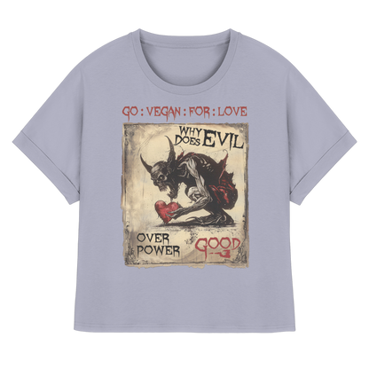 vegwear "why does evil" - oversized Damen Bio T-Shirt mit Fledermausärmel