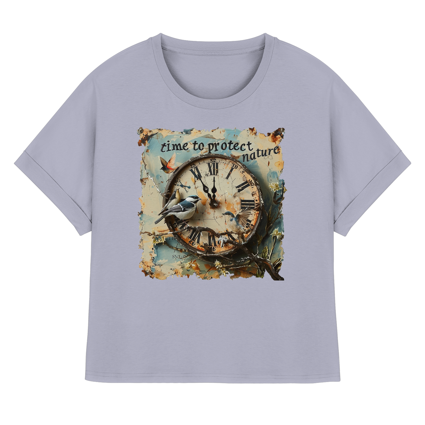 vegwear "time to protect nature" - oversized Damen T-Shirt mit Fledermausärmel, nachhaltige Mode