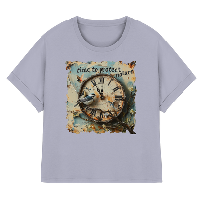 vegwear "time to protect nature" - oversized Damen T-Shirt mit Fledermausärmel, nachhaltige Mode