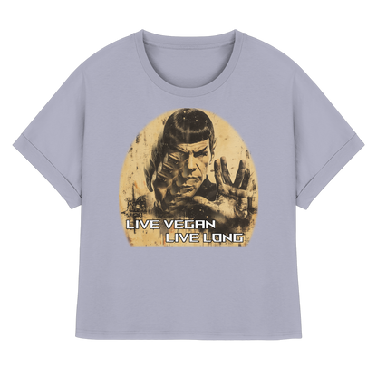 Motiv "live vegan live long" - oversized Damen Bio T-Shirt