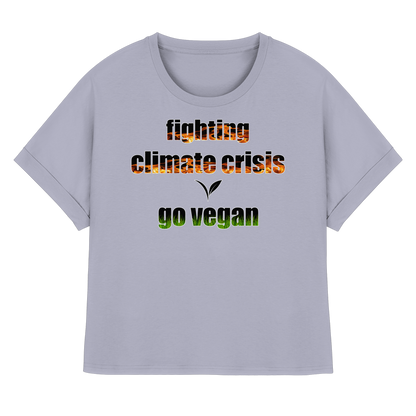 vegwear "fighting climate cirsis"- oversized Bio Damen T-Shirt mit Fledermausärmeln, vegan & klimafreundlich