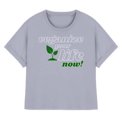 vegwear "veganize your life" - oversized women's T-shirt with batwing sleeves, organic, vegan, sustainable