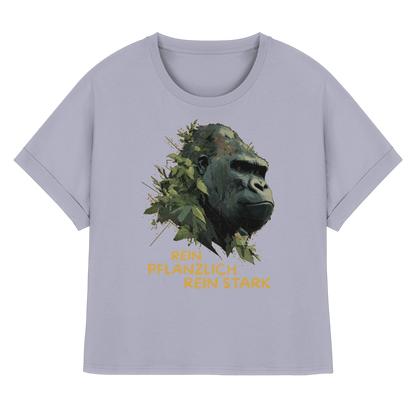 vegwear "Gorilla, rein pflanzlich rein stark" - oversized Damen T-Shirt mit Fledermausärmel
