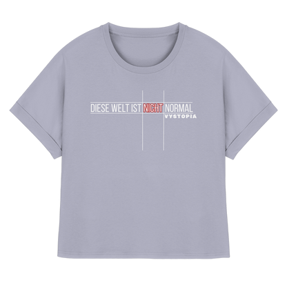 vegwear "Diese Welt ist nicht normal"- oversized Damen Bio T-Shirt mit Fledermausärmel