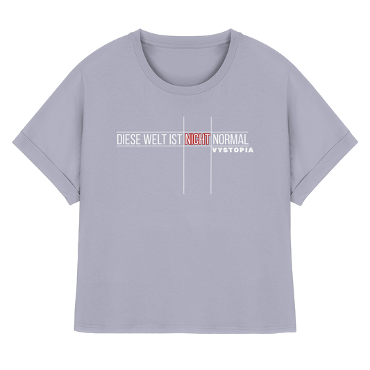 vegwear "Diese Welt ist nicht normal"- oversized Damen Bio T-Shirt mit Fledermausärmel