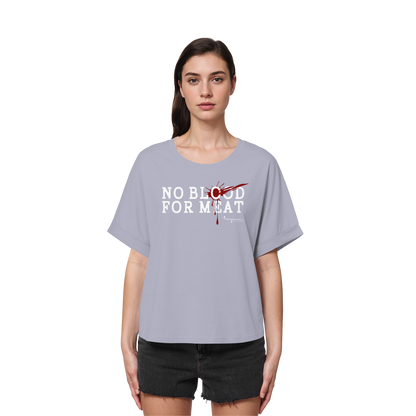 vegwear "no blood for meat" - Womens Organic Rolled Sleeves T-Shirt