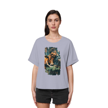 vegwear "friends not food" - oversized Damen Bio T-Shirt mit Fledermausärmel