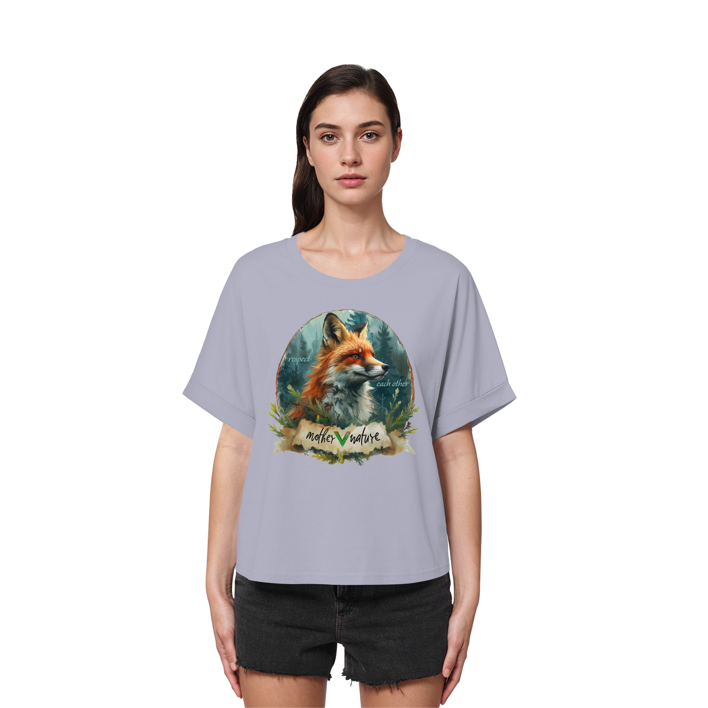 vegwear "respect each other" - oversized Damen T-Shirt mit Fledermausärmel, vegan, bio