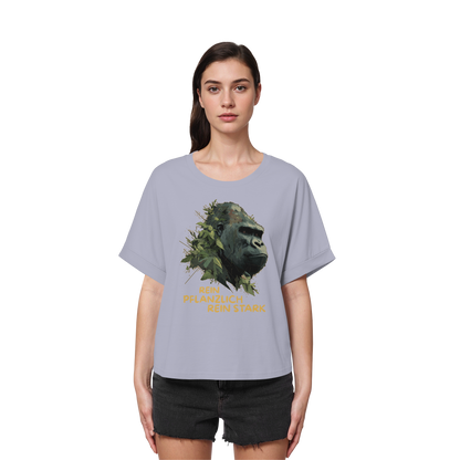 vegwear "Gorilla, rein pflanzlich rein stark" - oversized Damen T-Shirt mit Fledermausärmel