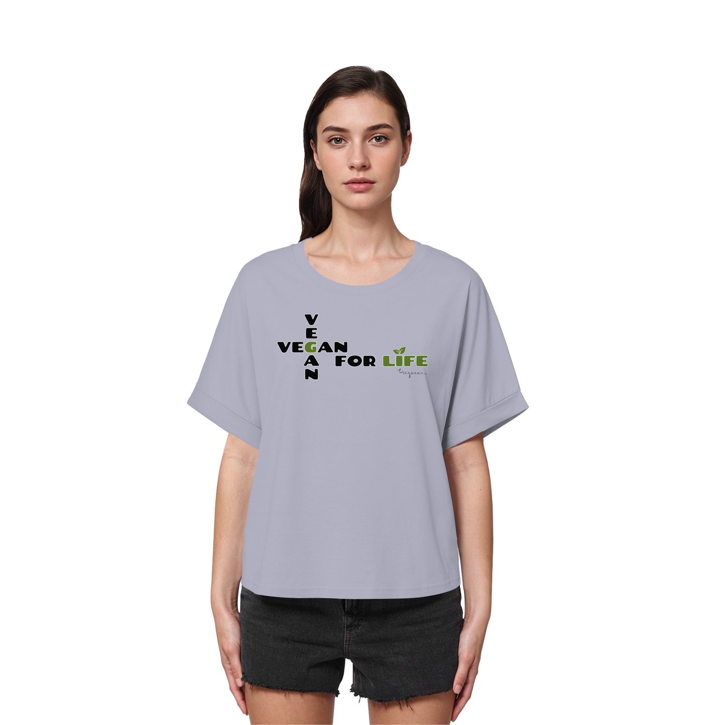 vegwear "vegan for life" - oversized Damen T-Shirt mit Fledermausärmel