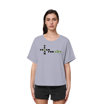 vegwear "vegan for life" - oversized Damen T-Shirt mit Fledermausärmel