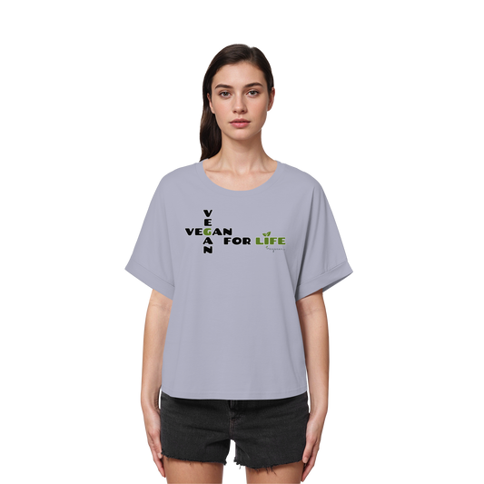 vegwear "vegan for life" - oversized Damen T-Shirt mit Fledermausärmel