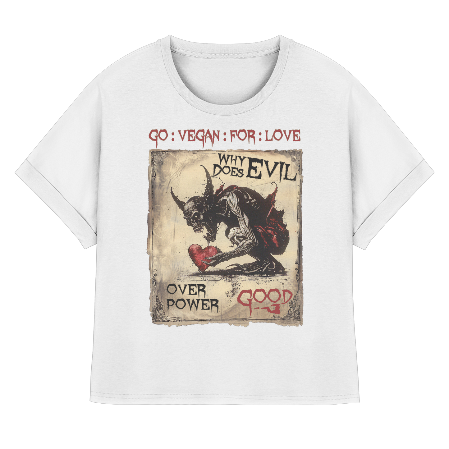 vegwear "why does evil" - oversized Damen Bio T-Shirt mit Fledermausärmel