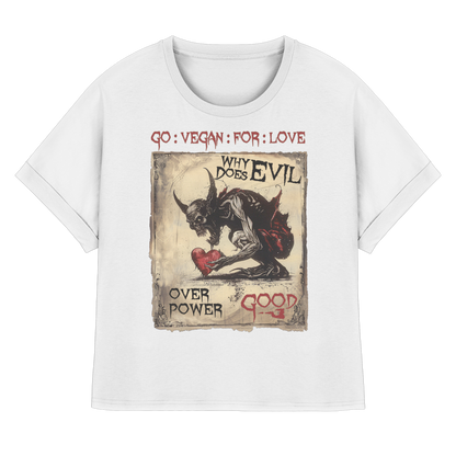 vegwear "why does evil" - oversized Damen Bio T-Shirt mit Fledermausärmel