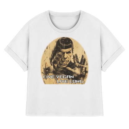 Motiv "live vegan live long" - oversized Damen Bio T-Shirt