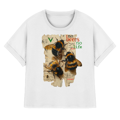 vegwear "no bees no life" - oversized Damen T-Shirt mit Fledermausärmel