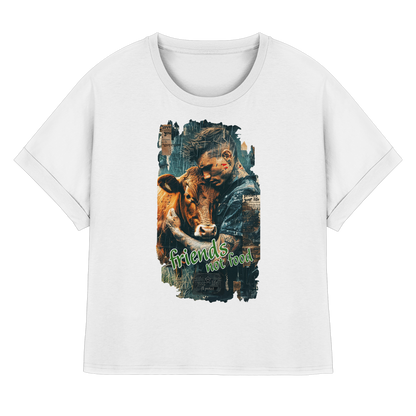 vegwear "friends not food" - oversized Damen Bio T-Shirt mit Fledermausärmel