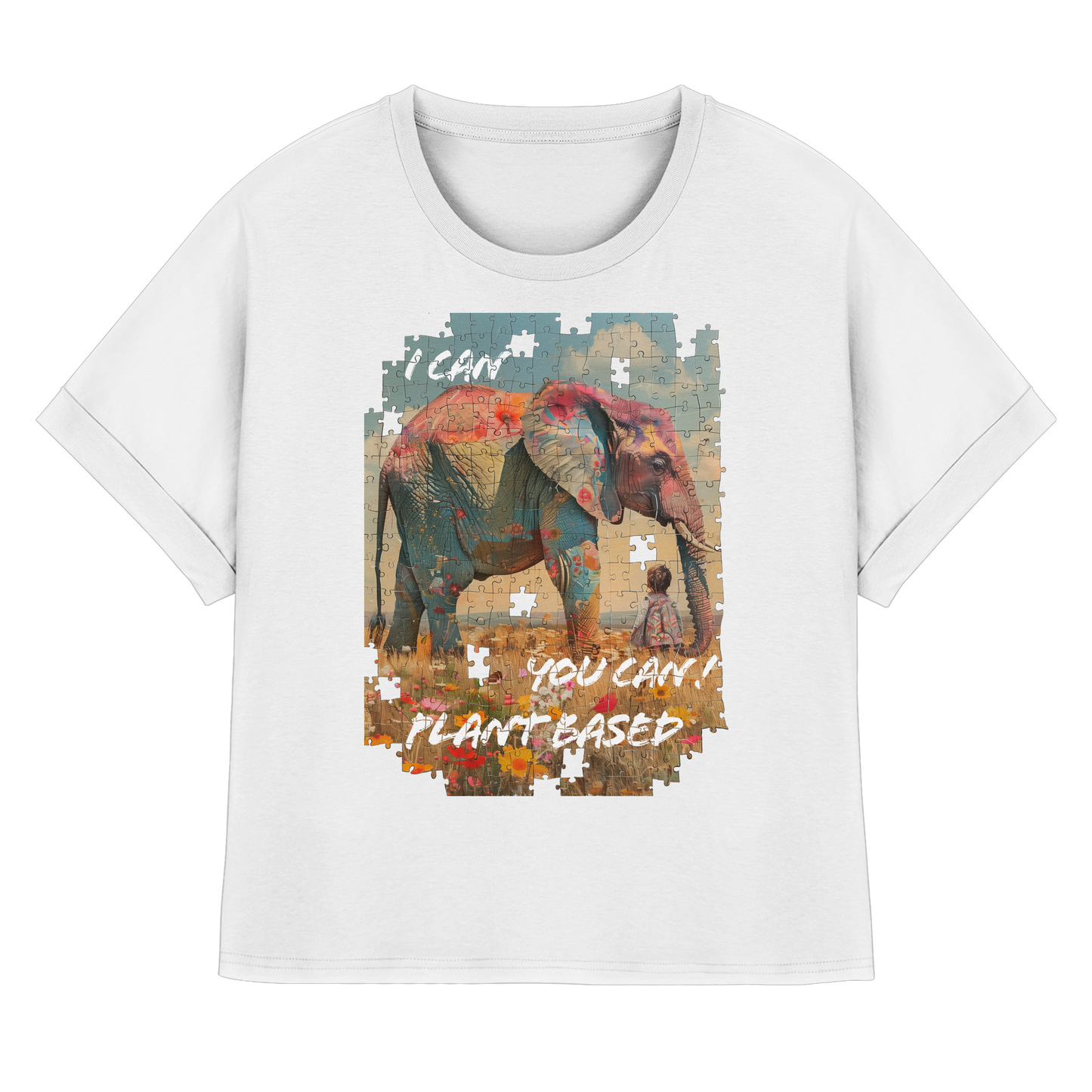vegwear "I can you can"- oversized Damen T-Shirt mit Fledermausärmel, bio, vegan