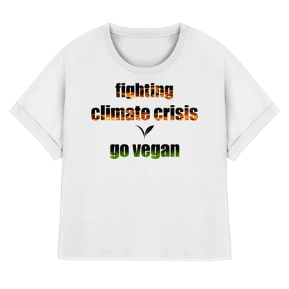 vegwear "fighting climate cirsis"- oversized Bio Damen T-Shirt mit Fledermausärmeln, vegan & klimafreundlich