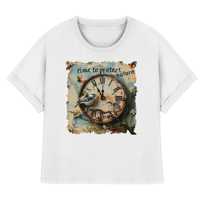vegwear "time to protect nature" - oversized Damen T-Shirt mit Fledermausärmel, nachhaltige Mode