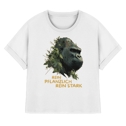 vegwear "Gorilla, rein pflanzlich rein stark" - oversized Damen T-Shirt mit Fledermausärmel