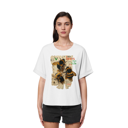 vegwear "no bees no life" - oversized Damen T-Shirt mit Fledermausärmel