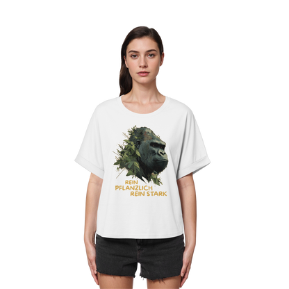 vegwear "Gorilla, rein pflanzlich rein stark" - oversized Damen T-Shirt mit Fledermausärmel