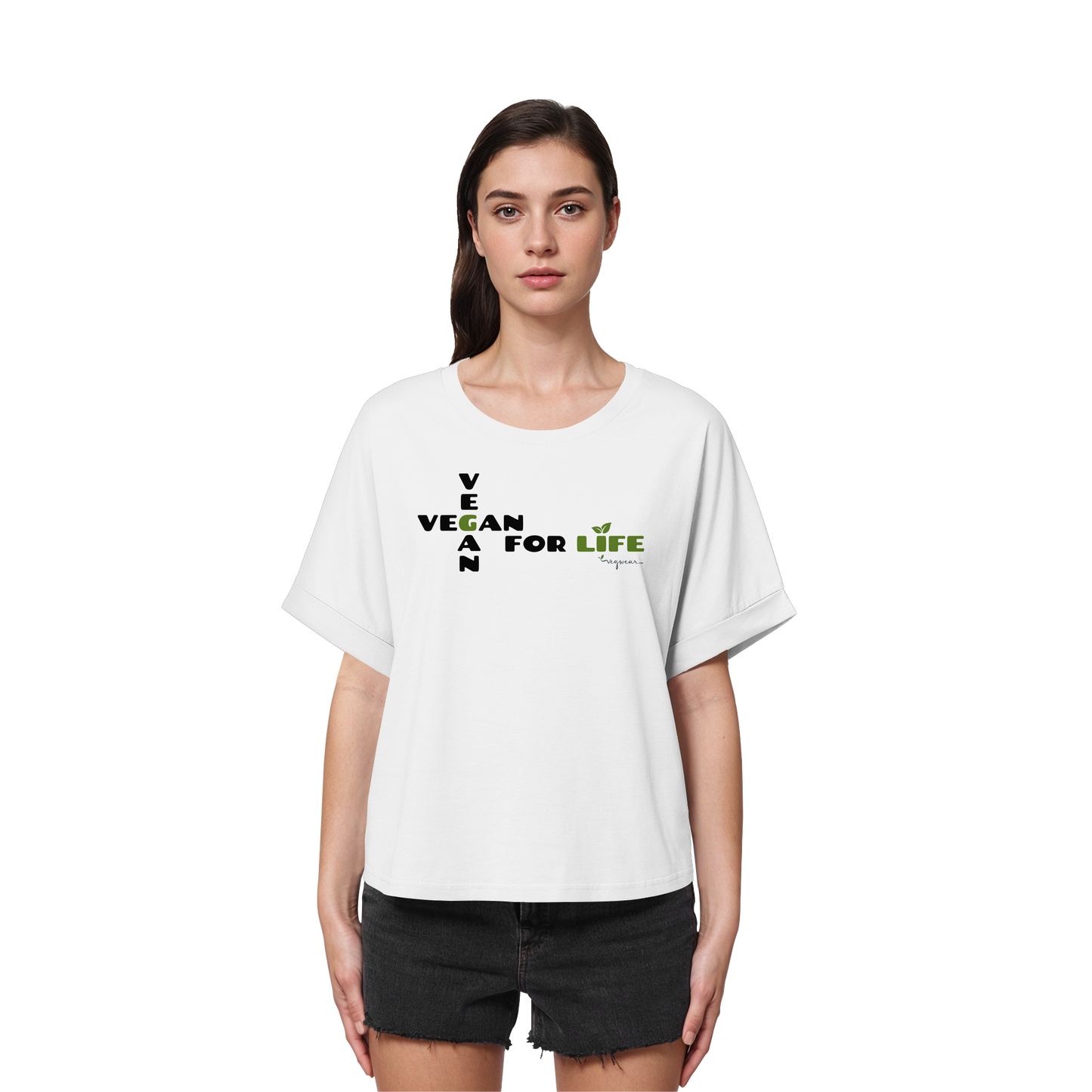 vegwear "vegan for life" - oversized Damen T-Shirt mit Fledermausärmel
