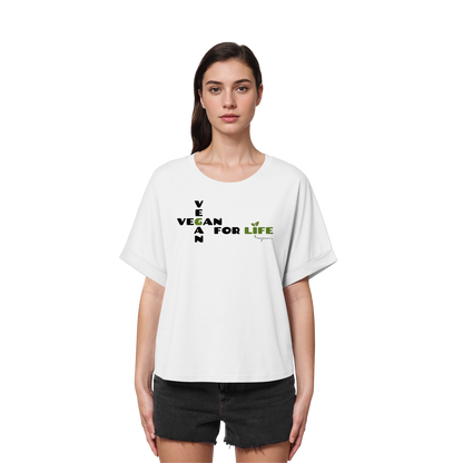 vegwear "vegan for life" - oversized Damen T-Shirt mit Fledermausärmel